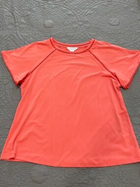 *3 for $10* Liz Claiborne Coral Short Sleeve Top with Pom Trim M